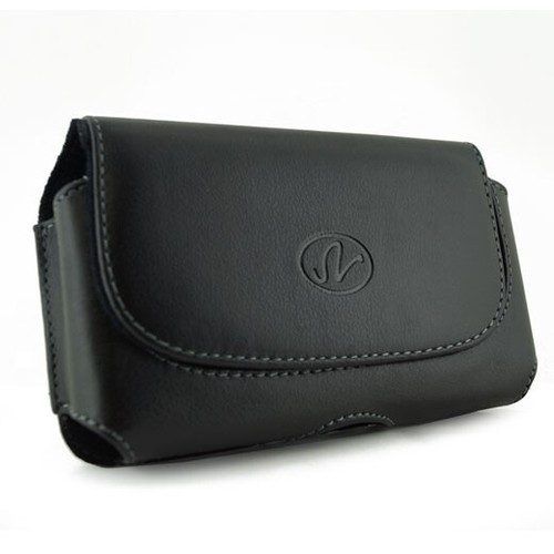 Black horizontal leather clip - black,